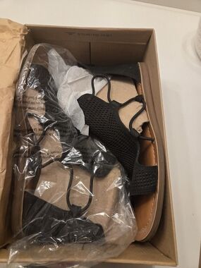 Lucky Brand Black Knit Lace-Up Sandals